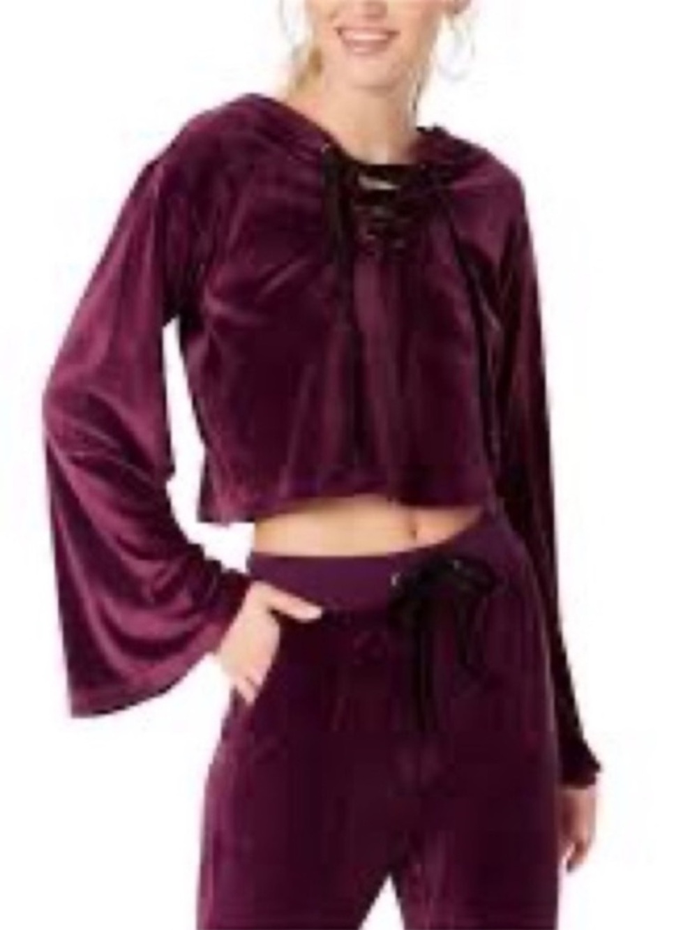 Material Girl Plum Purple Velour Hoodie Sweatshirt. XL. NWT.